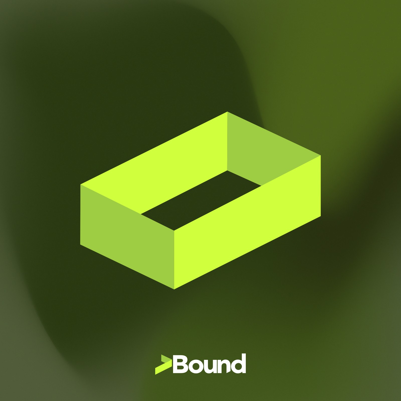 Bound isometric open-frame mark on dark background
