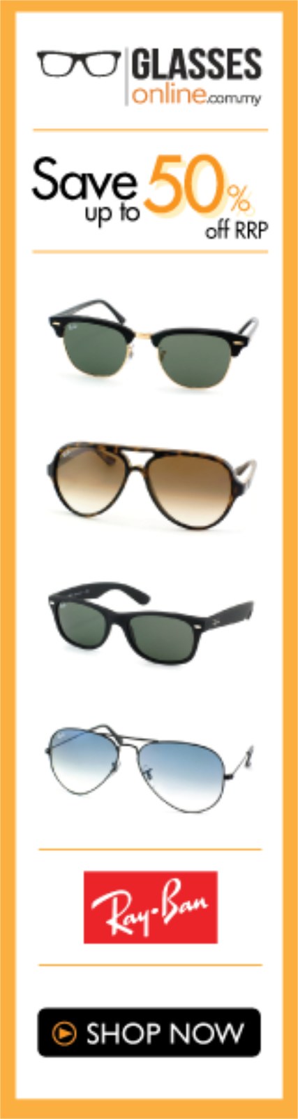 GlassesOnline Ray-Ban skyscraper display ad