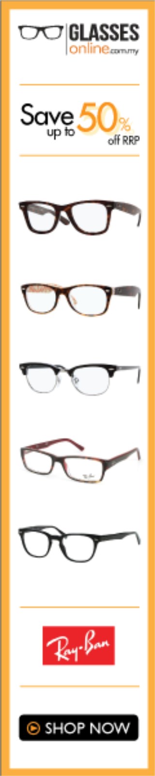 GlassesOnline Ray-Ban skyscraper display ad variant