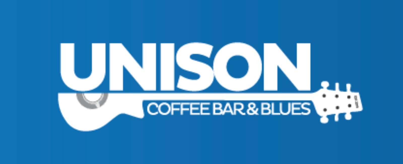 Unison logo on brand blue banner