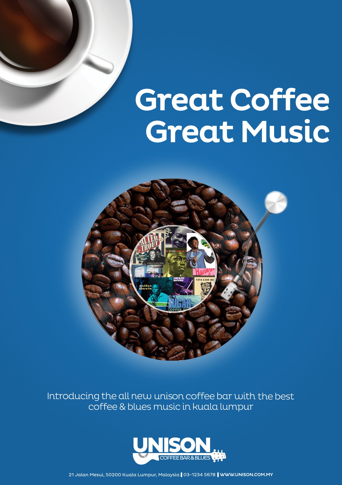 Unison Great Coffee Great Music launch poster